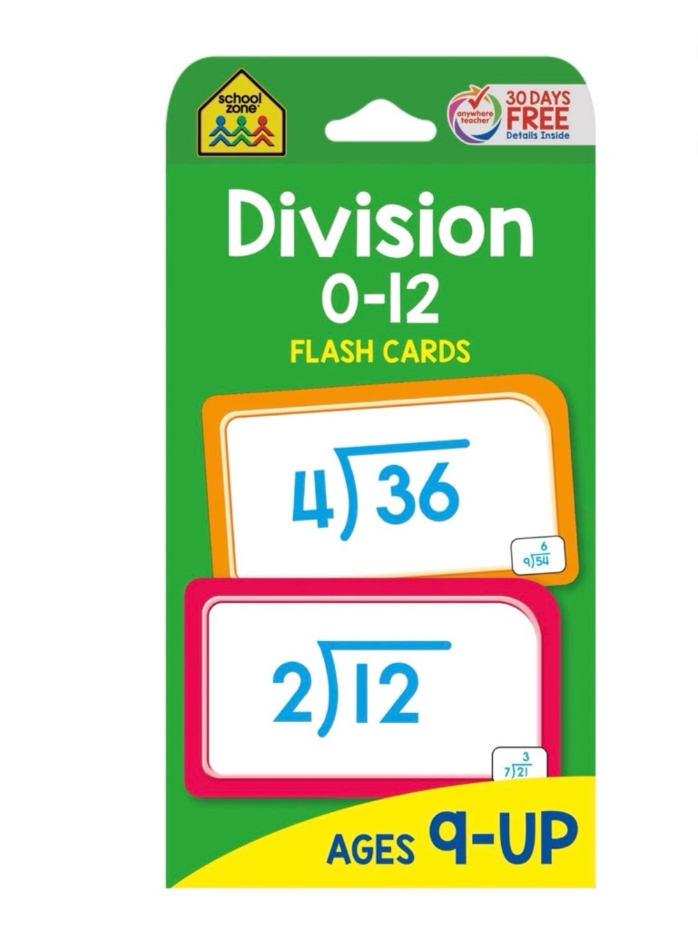 School Zone Division 0-12 Flash Cards Ages 9 and Up 3Rd Grade 4Th Grade NEW! C-2